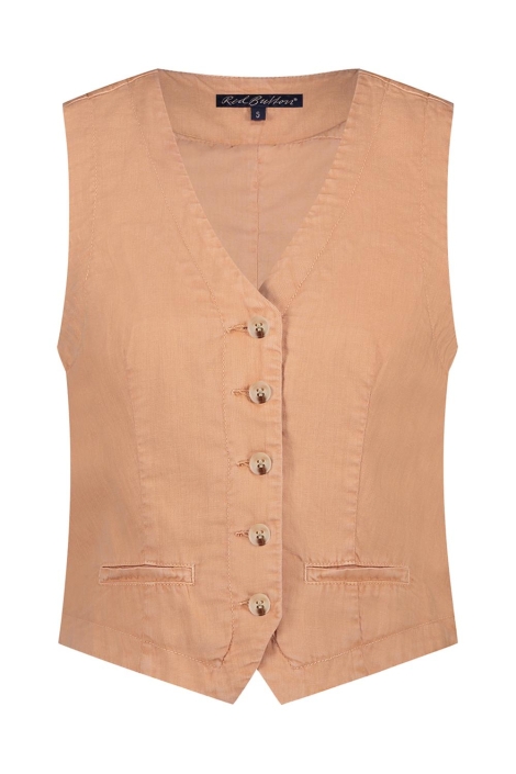 Red Button waistcoat cotton linen